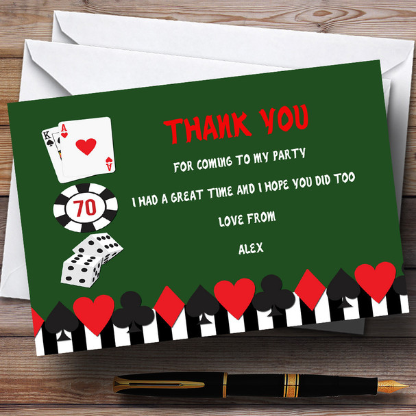 Green Casino Personalised Birthday Party Thank You Cards