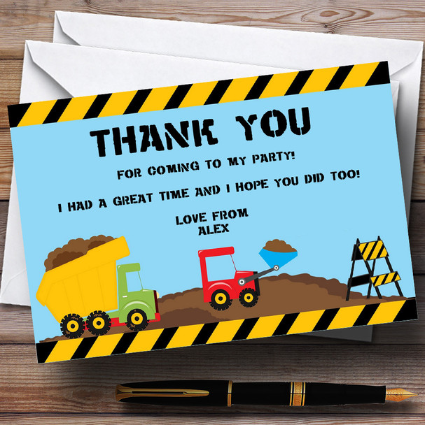 Jcb Digger Construction Building Personalised Birthday Party Thank You Cards