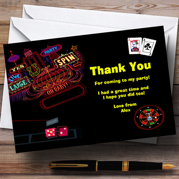 Las Vegas Casino Personalised Birthday Party Thank You Cards