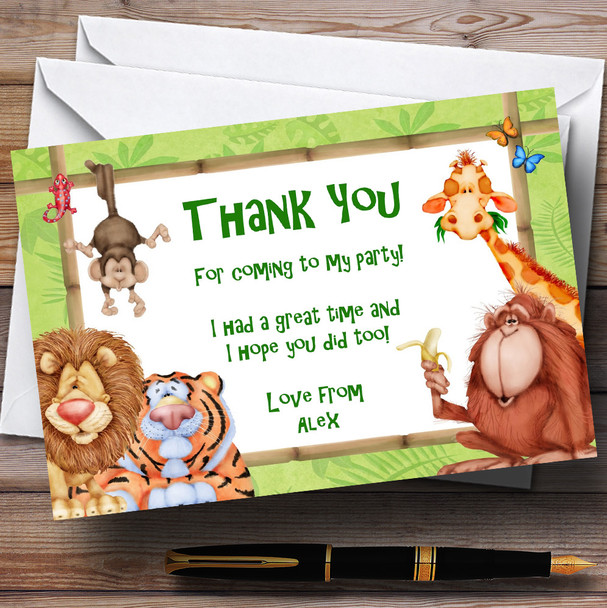 Lion, Tiger And Jungle Friends Personalised Birthday Party Thank You Cards