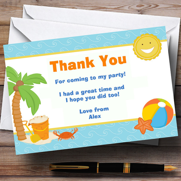 Beach Holiday Swimming Pool Personalised Birthday Party Thank You Cards