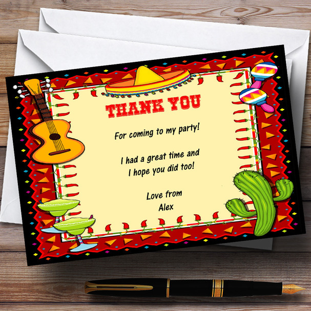 Mexican Fiesta Personalised Birthday Party Thank You Cards