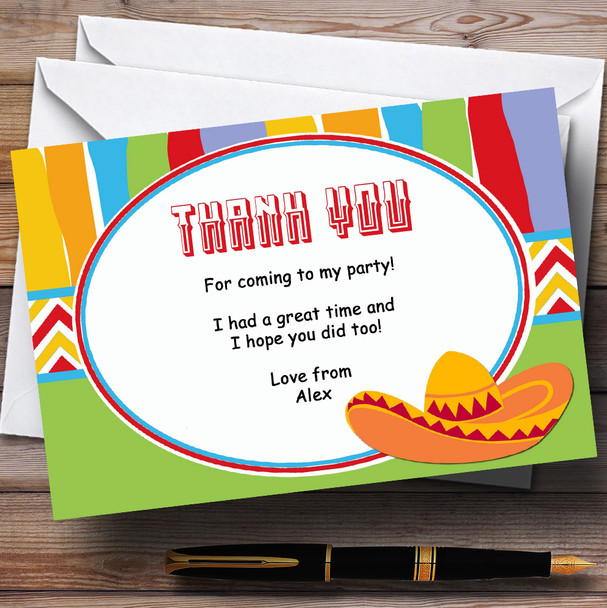 Mexican Personalised Birthday Party Thank You Cards