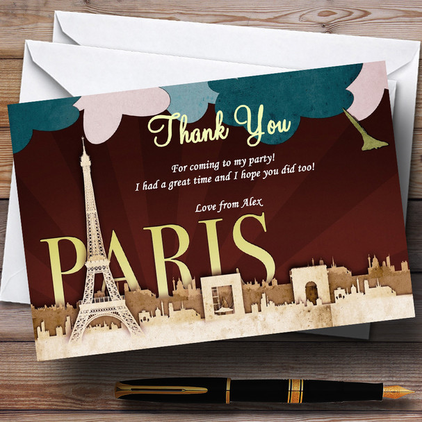 Paris Chic Parisian Personalised Birthday Party Thank You Cards
