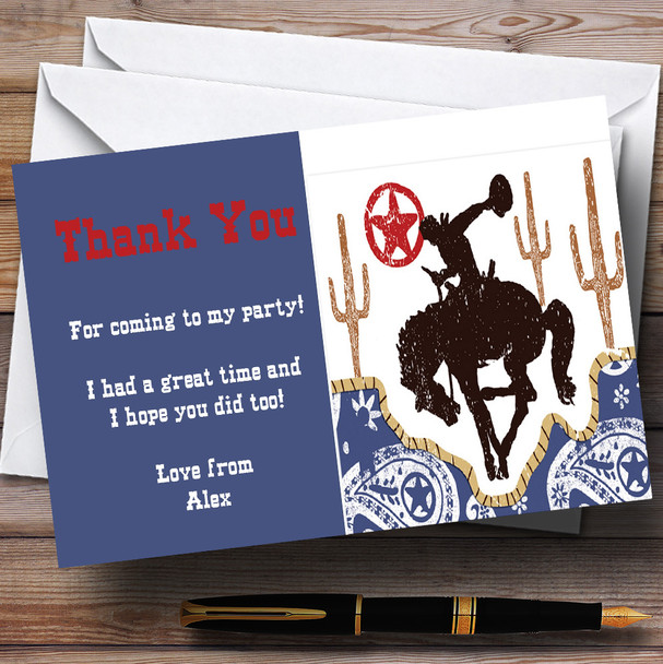 Rodeo Cowboy Personalised Birthday Party Thank You Cards