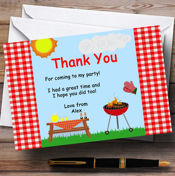 Summer BBQ Grill Personalised Birthday Party Thank You Cards