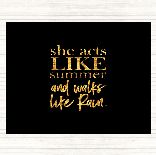 Black Gold Acts Like Summer Quote Dinner Table Placemat