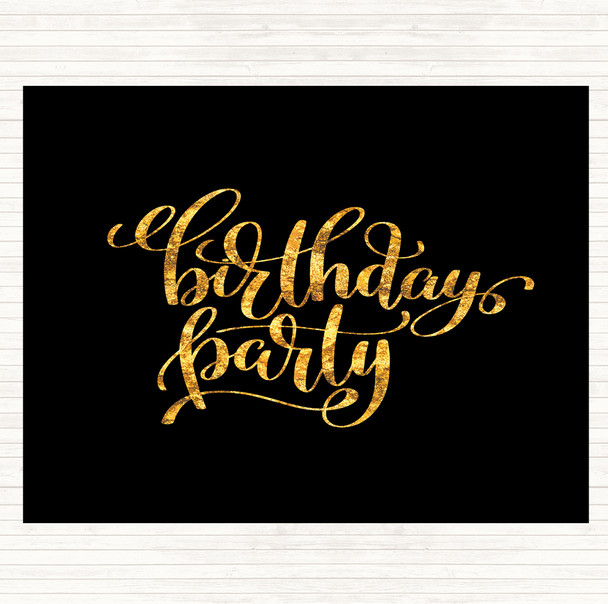 Black Gold Birthday Party Quote Dinner Table Placemat