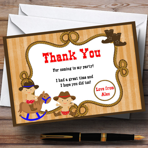 Western Cowboy Personalised Birthday Party Thank You Cards