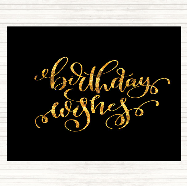 Black Gold Birthday Wishes Quote Mouse Mat Pad