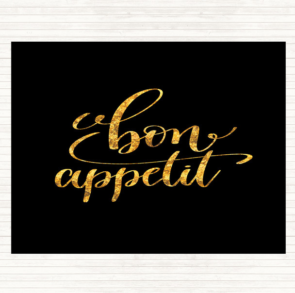 Black Gold Bon Appetit Quote Mouse Mat Pad