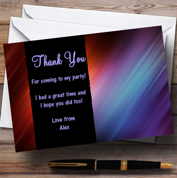 Stylish Multi Coloured Personalised Party Thank You Cards