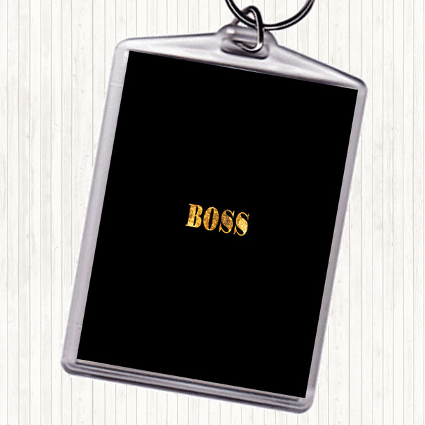Black Gold Boss Small Quote Bag Tag Keychain Keyring