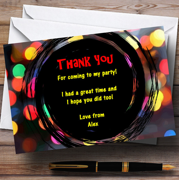 Cool Disco Lights Personalised Party Thank You Cards