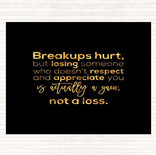 Black Gold Breakups Hurt Quote Dinner Table Placemat
