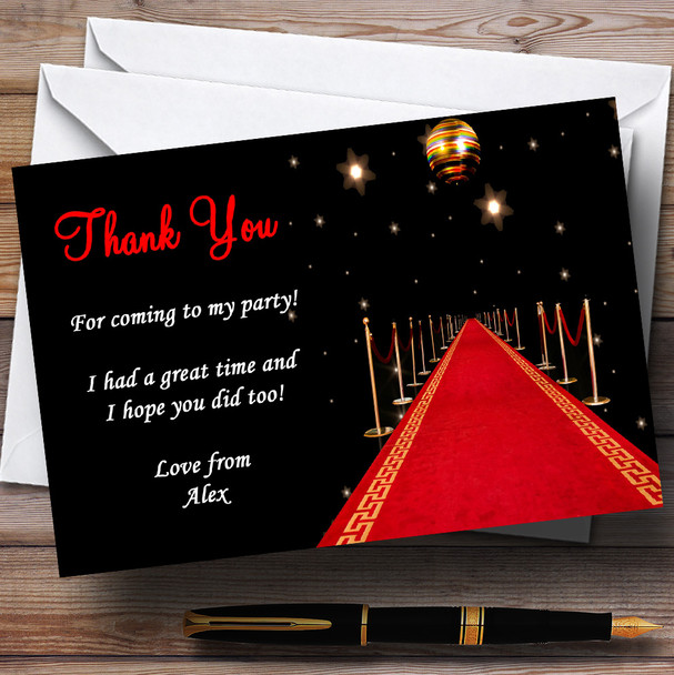 Red Carpet Vip Personalised Party Thank You Cards