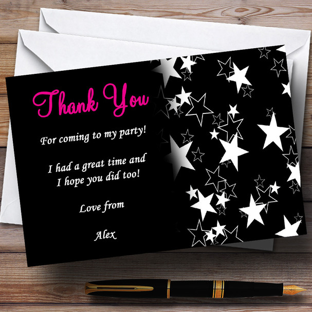 Black, White & Pink Personalised Party Thank You Cards