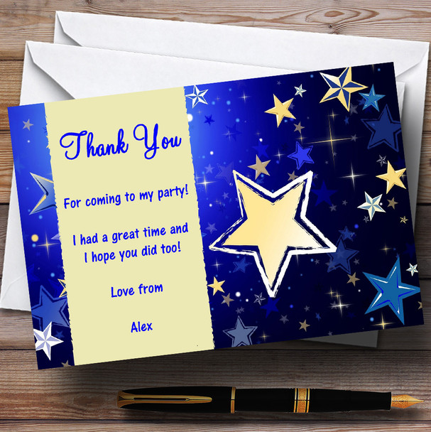 Blue & Cream Personalised Party Thank You Cards