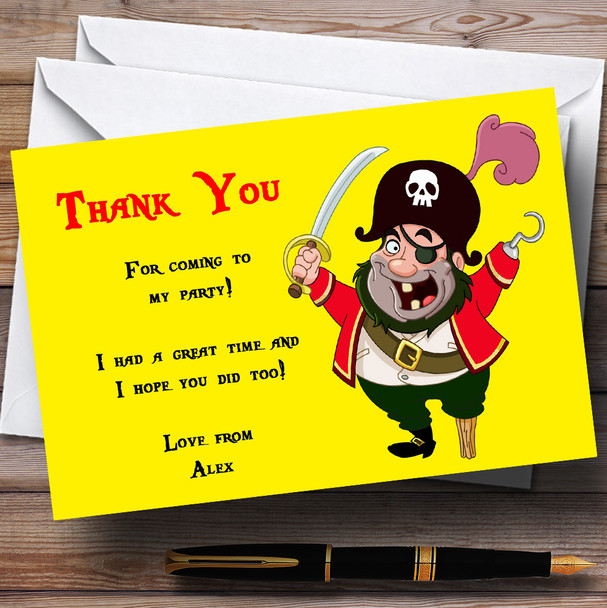 Yellow Pirate Personalised Children's Party Thank You Cards