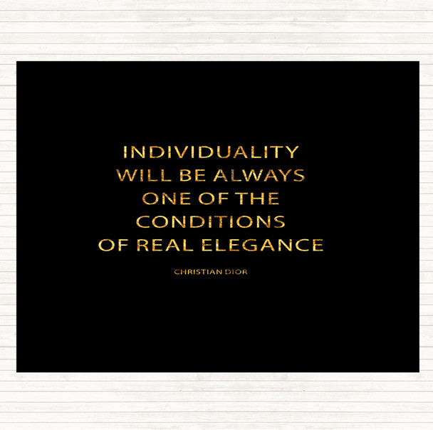 Black Gold Christian Dior Individuality Quote Mouse Mat Pad