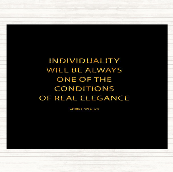 Black Gold Christian Dior Individuality Quote Dinner Table Placemat