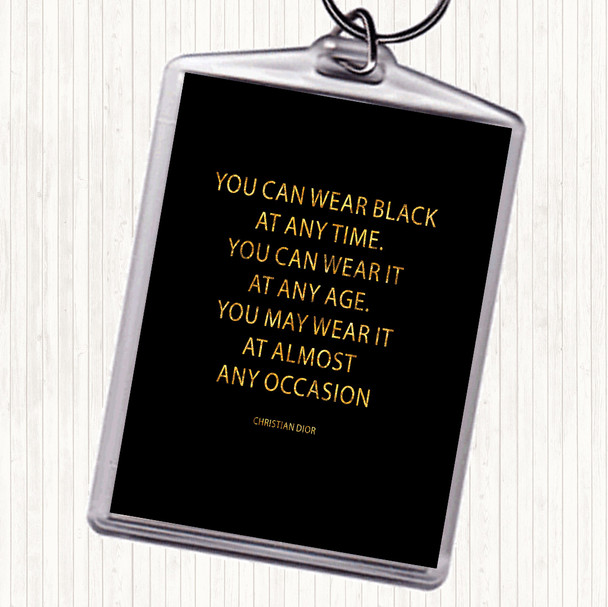 Black Gold Christian Dior Wear Black Quote Bag Tag Keychain Keyring