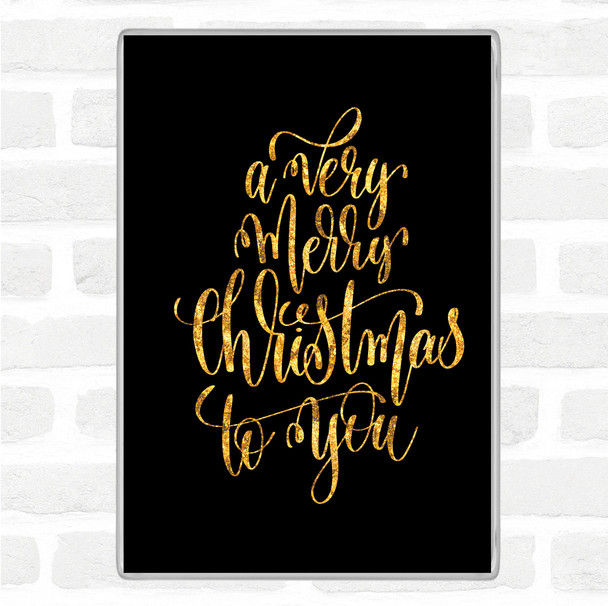 Black Gold Christmas A Very Merry Xmas Quote Jumbo Fridge Magnet