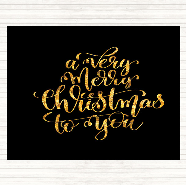 Black Gold Christmas A Very Merry Xmas Quote Dinner Table Placemat