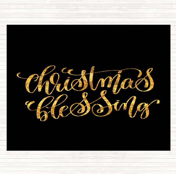 Black Gold Christmas Blessing Quote Mouse Mat Pad