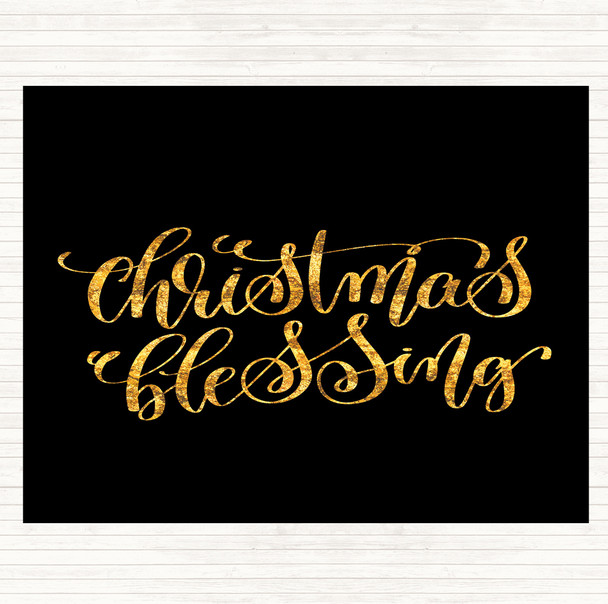 Black Gold Christmas Blessing Quote Dinner Table Placemat
