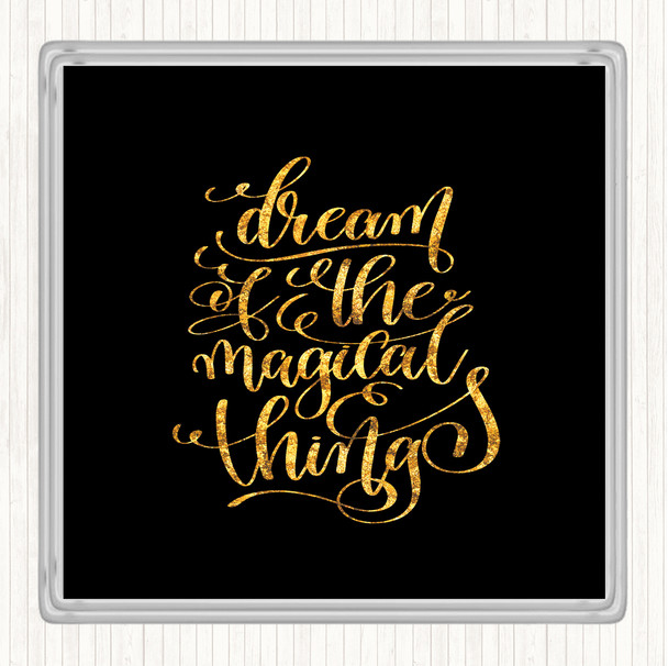 Black Gold Christmas Dream Magical Quote Drinks Mat Coaster