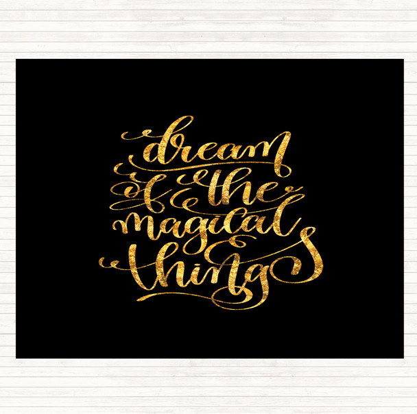Black Gold Christmas Dream Magical Quote Dinner Table Placemat