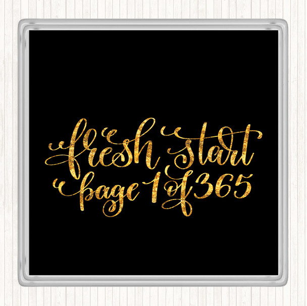 Black Gold Christmas Fresh Start Quote Drinks Mat Coaster