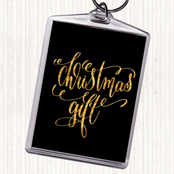 Black Gold Christmas Gift Quote Bag Tag Keychain Keyring
