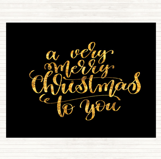 Black Gold Christmas Ha Very Merry Quote Mouse Mat Pad