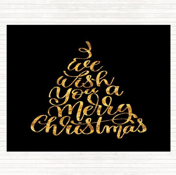 Black Gold Christmas I Wish You A Merry Xmas Quote Mouse Mat Pad