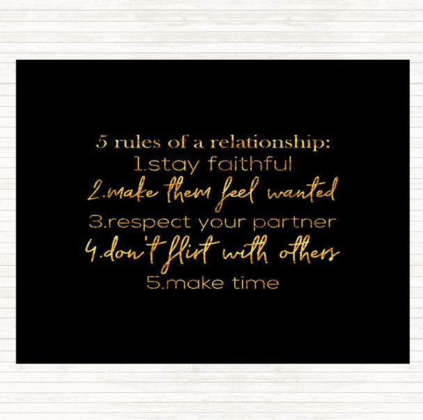 Black Gold 5 Rules Quote Dinner Table Placemat