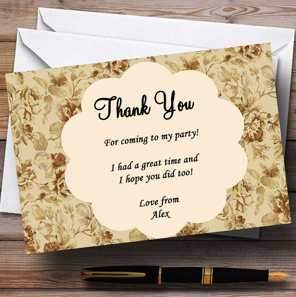 Vintage Garden Tea Party Thank You Cards Personalised Party Thank You Cards