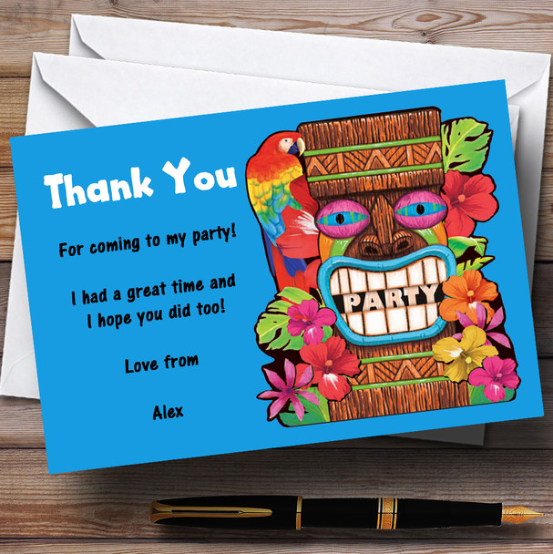 Blue Tropical Luau Hawaiian Personalised Party Thank You Cards
