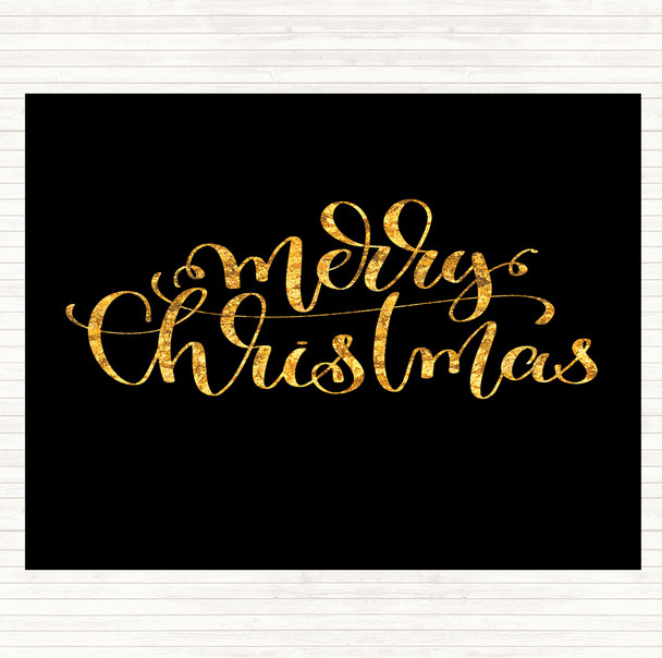 Black Gold Christmas Merry Xmas Quote Dinner Table Placemat