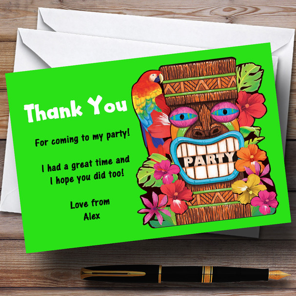 Green Tropical Luau Hawaiian Personalised Party Thank You Cards