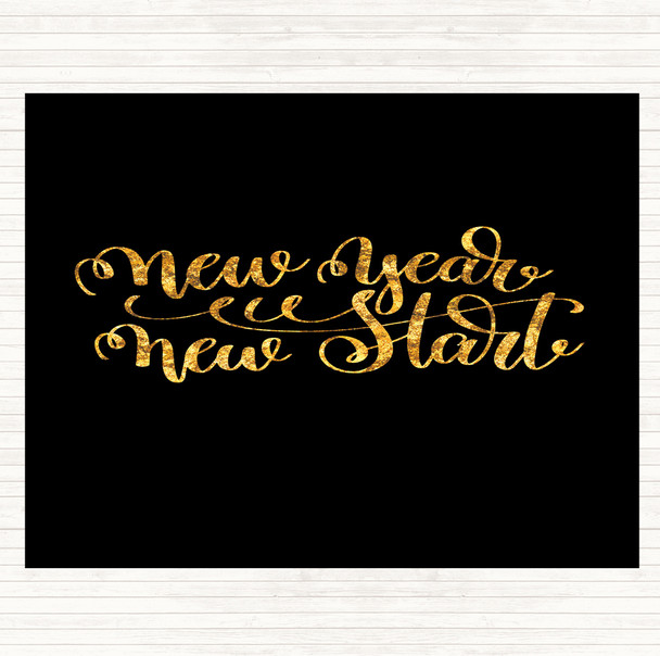 Black Gold Christmas New Year New Start Quote Dinner Table Placemat