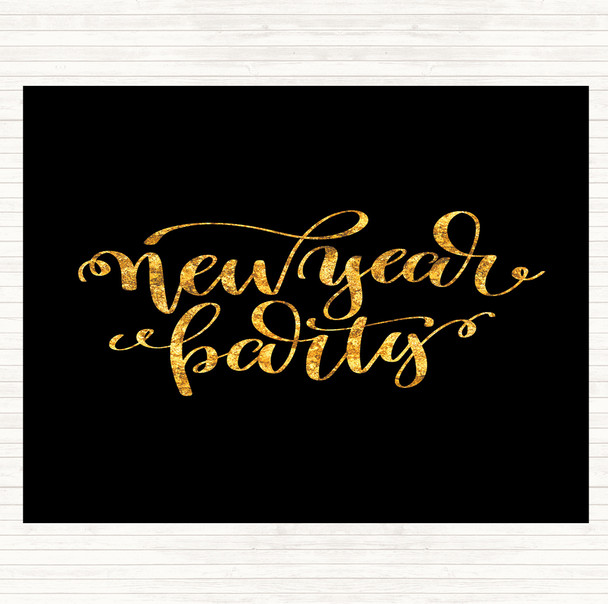 Black Gold Christmas New Year Party Quote Mouse Mat Pad