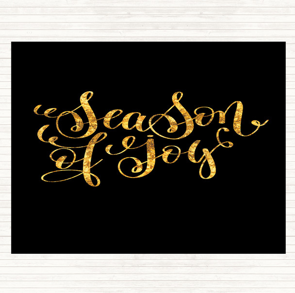 Black Gold Christmas Season Of Joy Quote Mouse Mat Pad