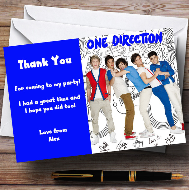 Blue One Direction Personalised Children's Party Thank You Cards