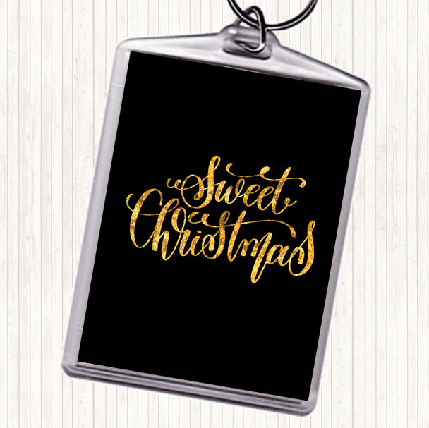 Black Gold Christmas Sweet Xmas Quote Bag Tag Keychain Keyring
