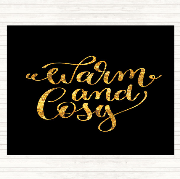 Black Gold Christmas Warm And Cosy Quote Mouse Mat Pad