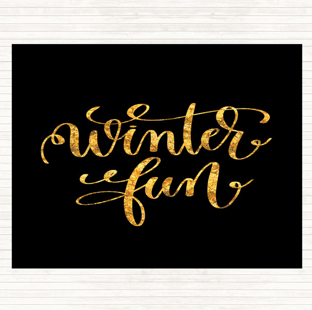 Black Gold Christmas Winter Fun Quote Mouse Mat Pad