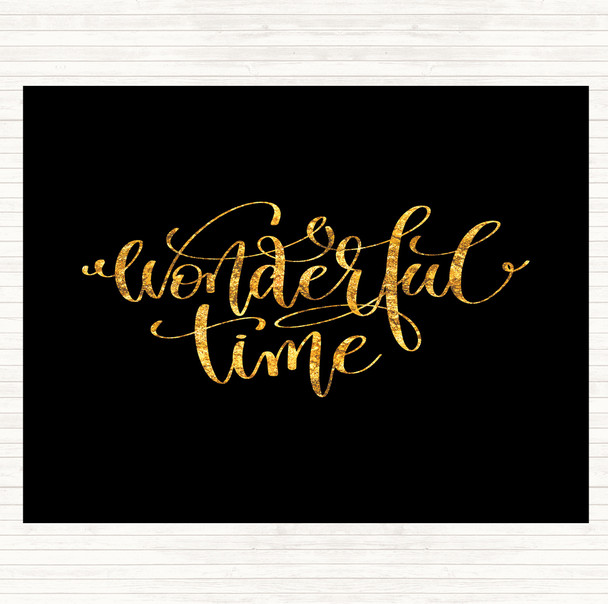 Black Gold Christmas Wonderful Time Quote Mouse Mat Pad