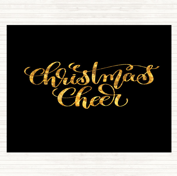 Black Gold Christmas Xmas Cheer Quote Mouse Mat Pad